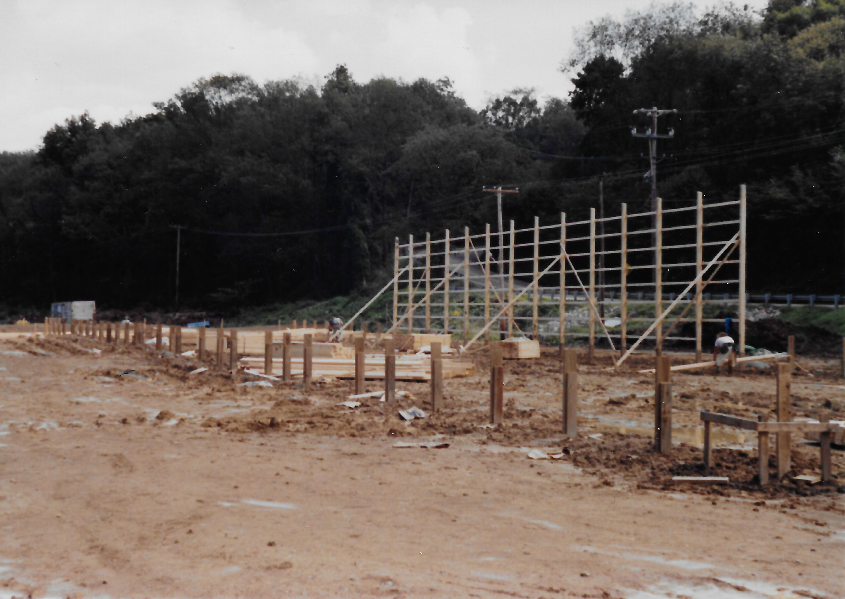 The first wall of the main Indiana Township building going up, 1991